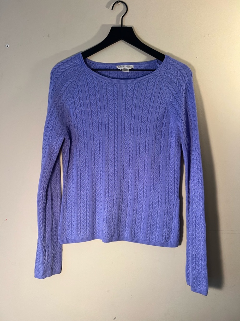 Casual Corner Cable Knit Crewneck Sweater - Lavender